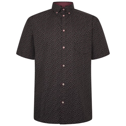 KAM Short Sleeve Dobby AOP Shirt Navy